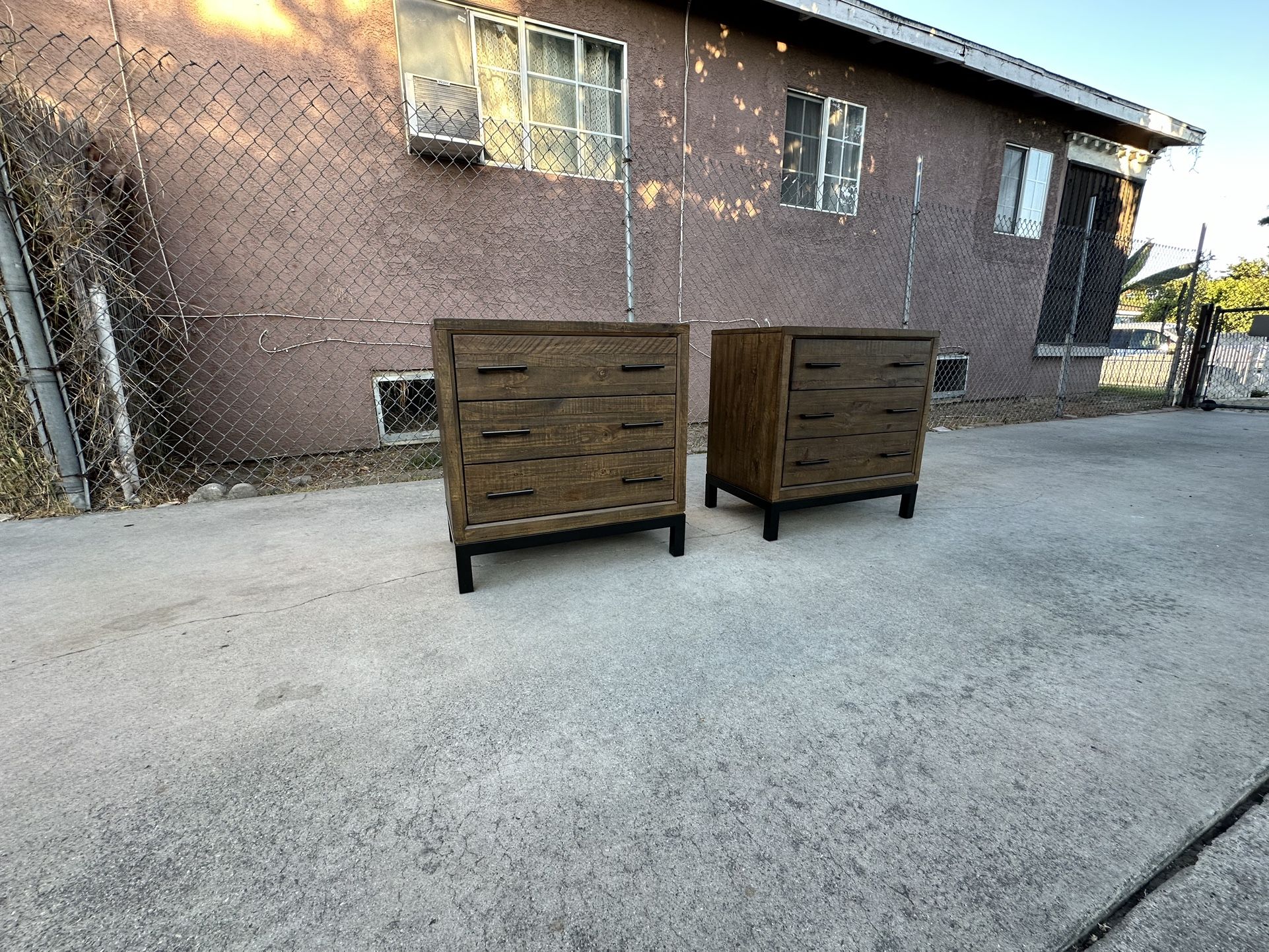 Rustic Modern Nightstands Bedside Tables End Tables Cabinets Set.