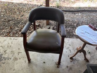 Vintage Leather Armchair with Wood Frame set of two