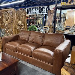 Brown Top Grain Leather Sofa  - Horizon 