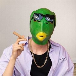 Funny Cosplay Green Fish Mask For Adults Full Head Latex Mask Costume Headwear