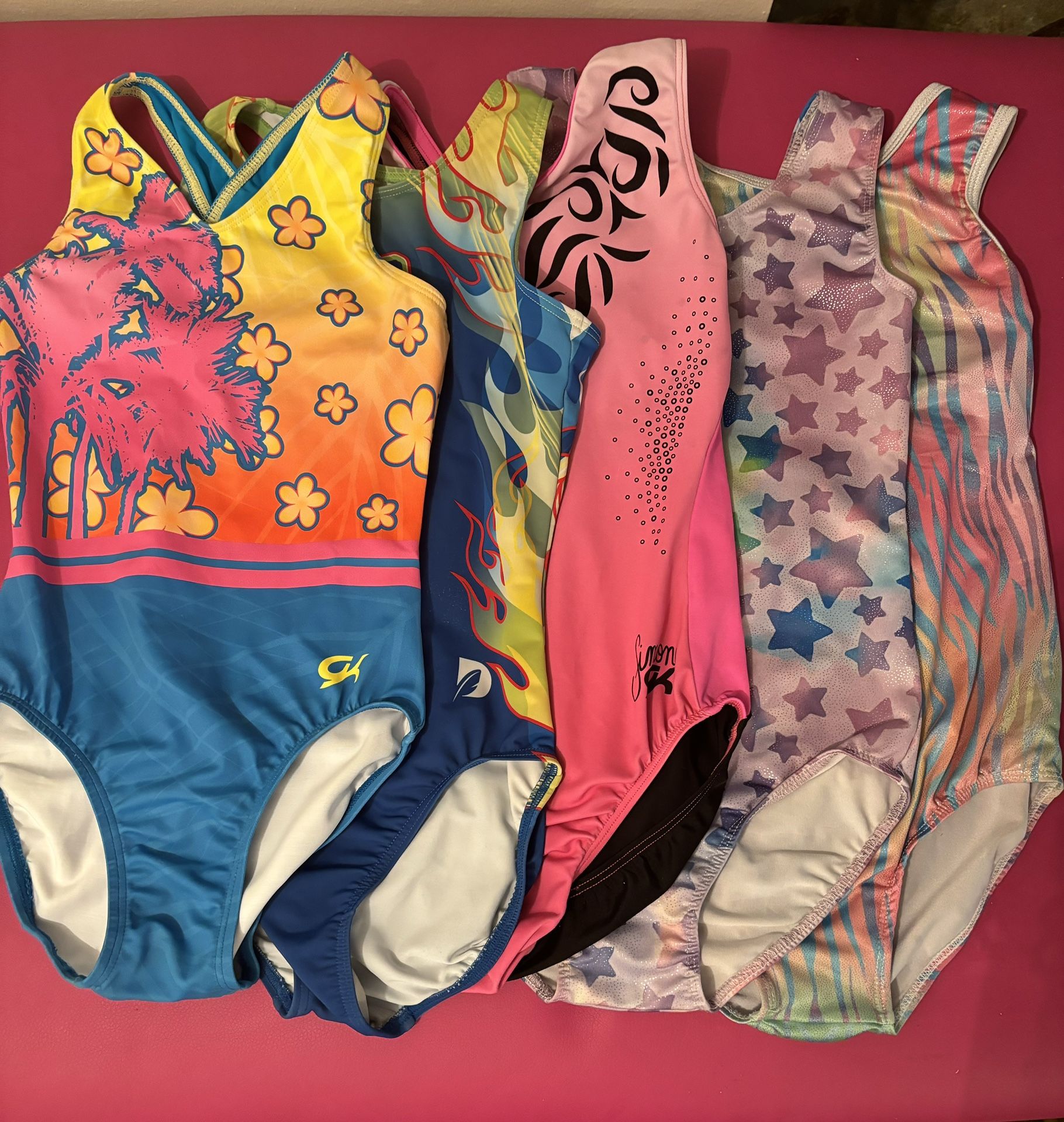 Girls Gymnastics Leotards, Lot Of 5