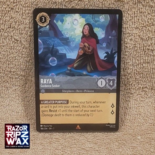 RAYA - GUIDENCE SEEKER 186/204 REGULAR DISNEY LORCANA TCG CARD ARCHAZIA'S ISLAND MINT
