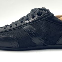 Hugo Boss Men Size 8 U.S. 41 Mixed-Material Trainers Suede Faux Leather Shoes