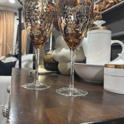 Gorgeous Artland Hand Blown Cheetah/Leopard Wine Glasses