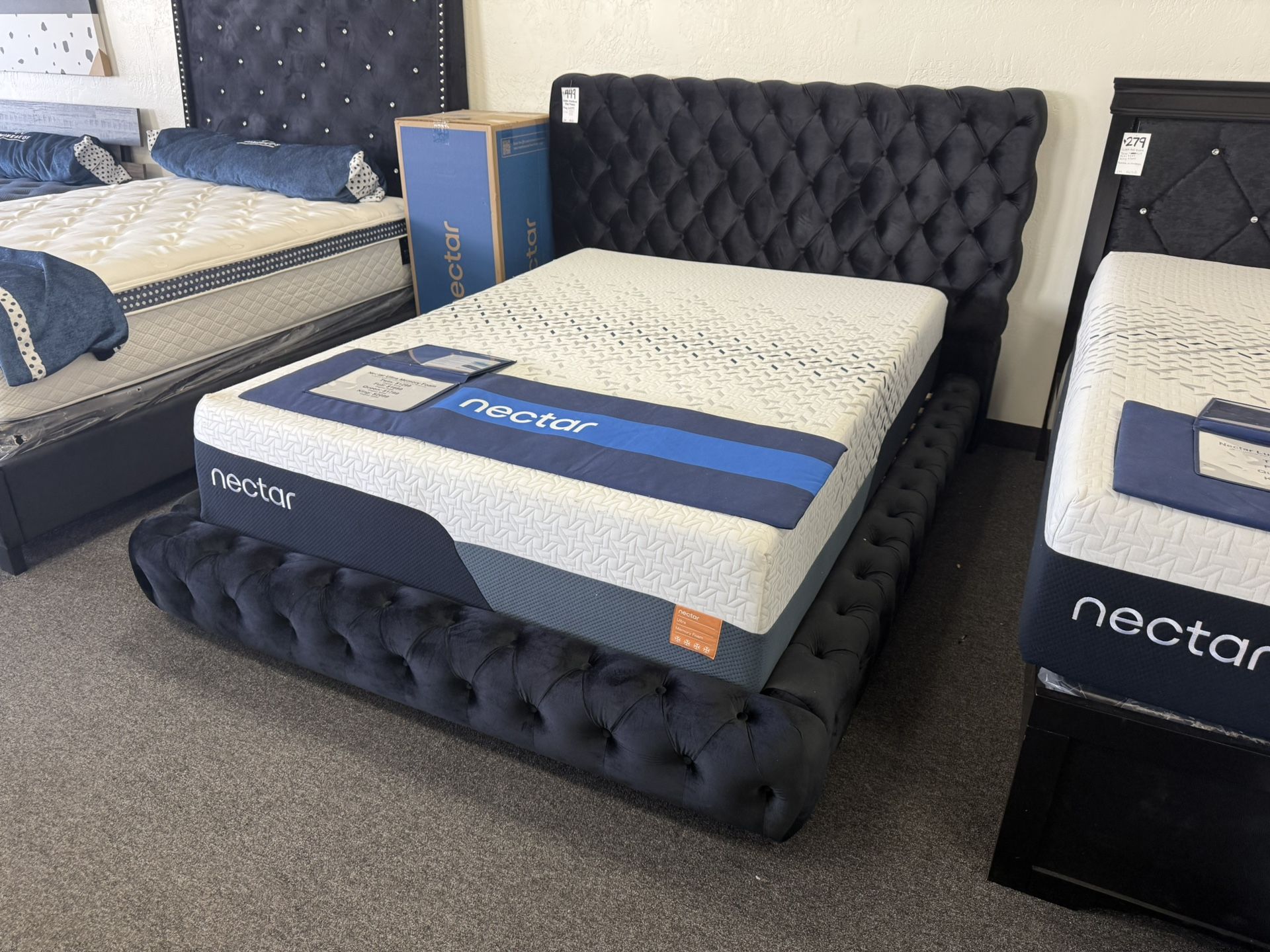 Queen Bed Frame In Black Velvet