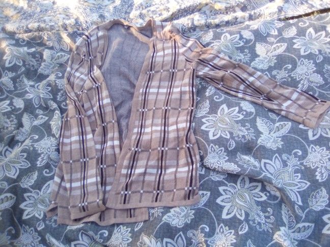 Croft & Barrow Plaid Cardigan - Brown & Cream