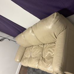 Cream Leather Sofa