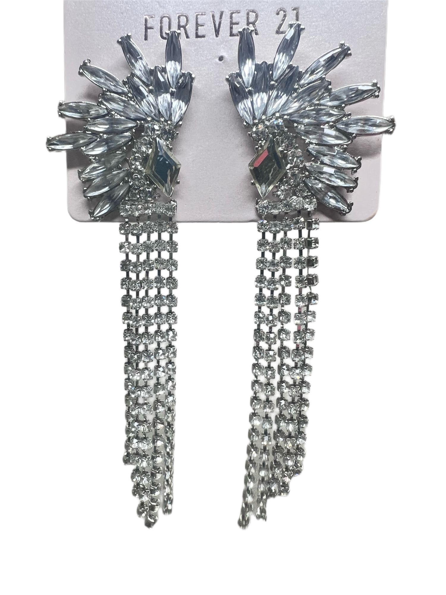 Forever 21 Crystal rhinestone fringe dangle earrings, new