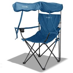 P175 $100  set of 4 Living + Folding Camping Chair with Canopy Shade, Beach Chair, Steel Frame, Cup Holder, Portable and Lightweight, Comfortable Desi