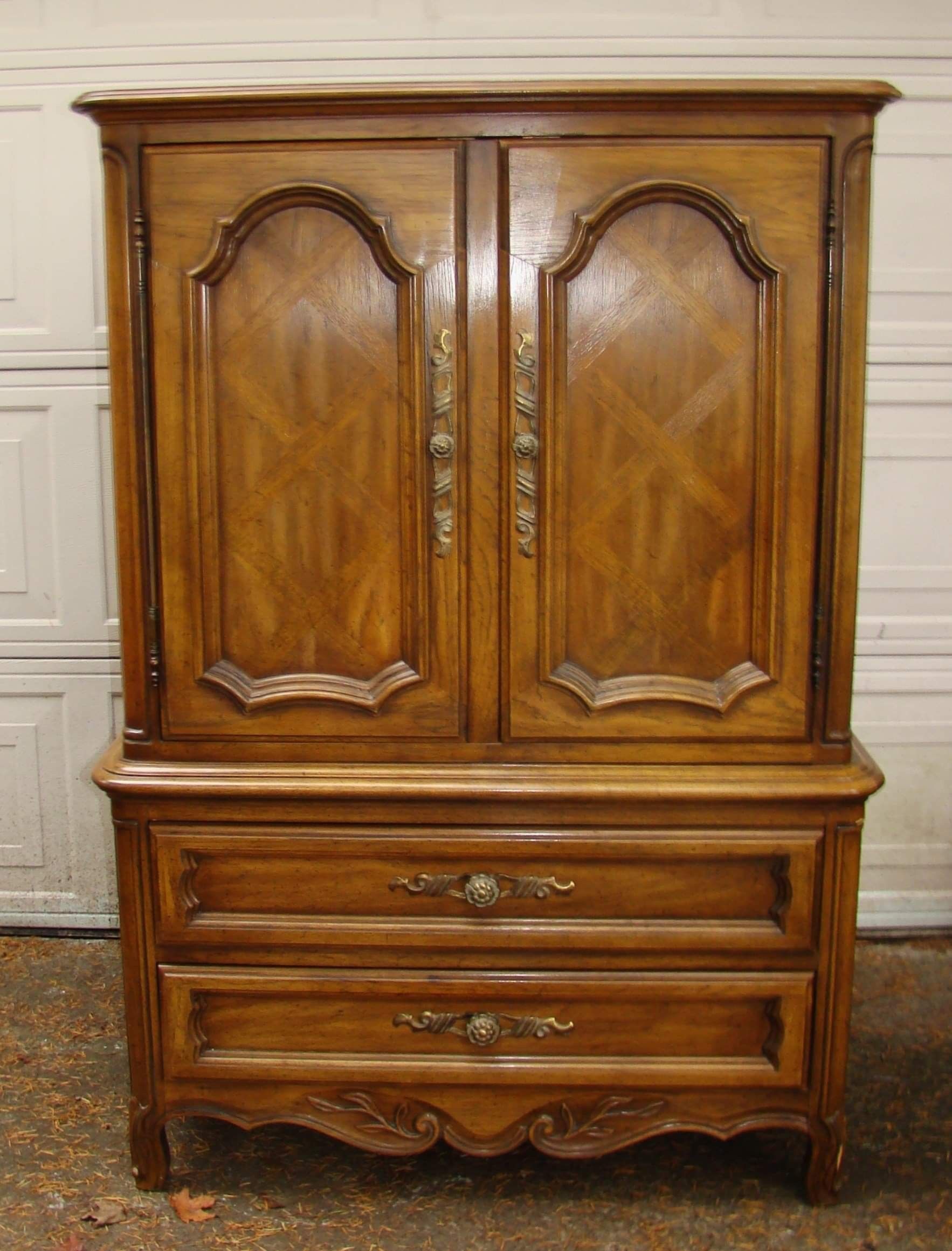 Title..... Solid WOOD Tall Boy DRESSER ARMOIRE 3 Lg. DRAWERS & Cubbies for Sale in Centralia, WA