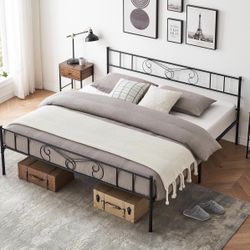 💤🛏️ New! King - Black Metal Platform Bed Frame – No Box Spring Needed