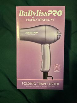 New BaBylissPRO Nano Titanium Folding Travel Hair Dryer 1000W