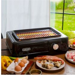 Barton Electric ‎Alloy Steel BBQ Grill with Non-Stick Coating Temperature Control Drip Tray Black