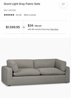 Grant Gray Fabric Sofa City Furniture