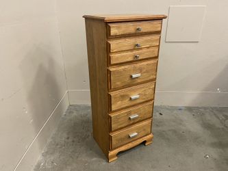 Tall Wooden 6 Drawer Lingerie Chest in Warm Oak Finish with Sleek Silver Pulls