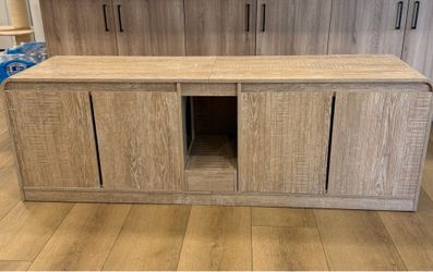 Modern Hidden Cat Litter Box Enclosure Bench - Rustic Wood Cat House with Storage
