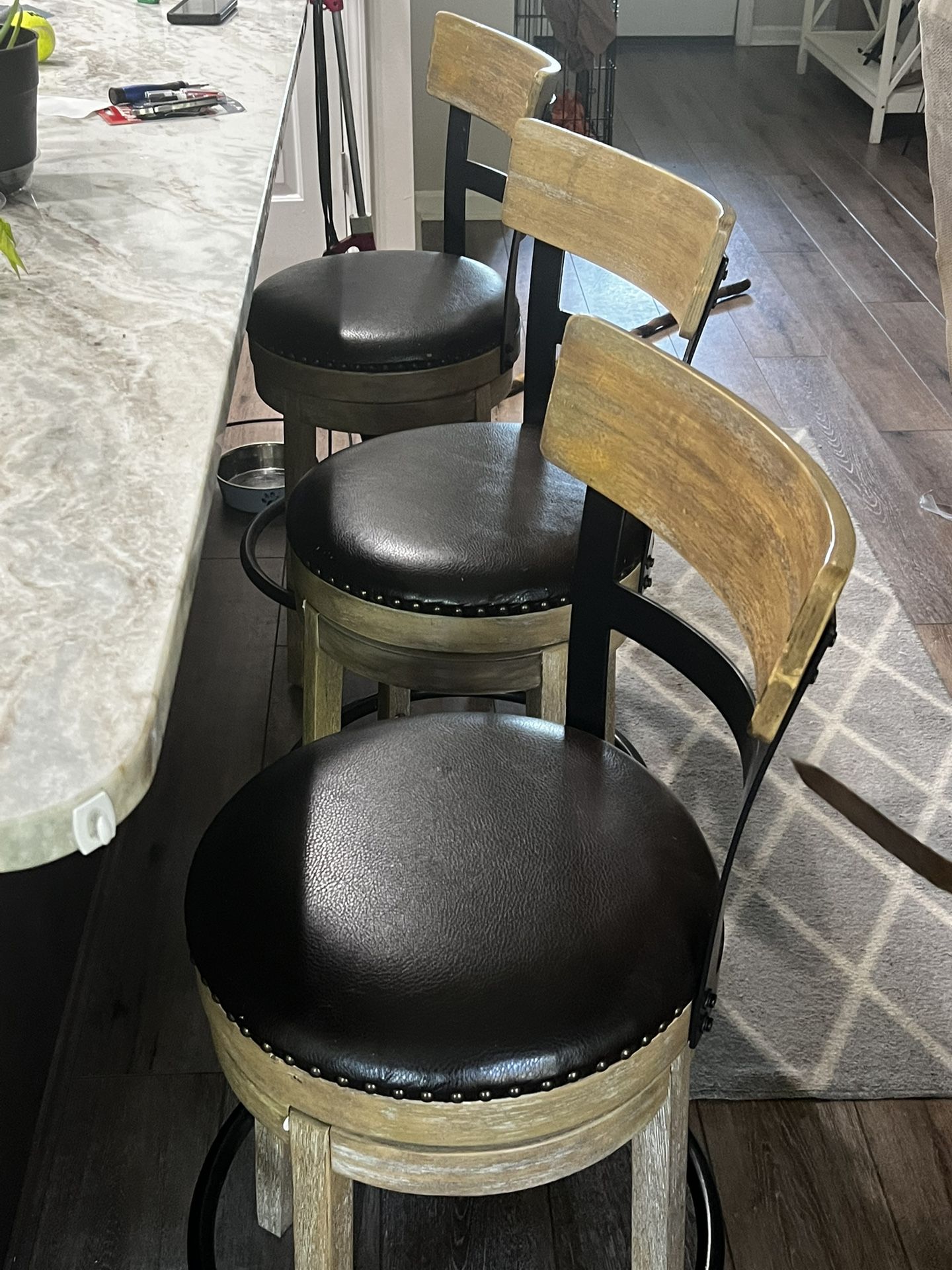3 Swivel Bar Stools