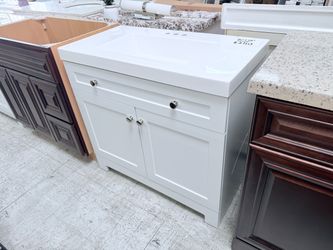 White bathroom vanity 36in