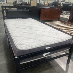 Metal twin Bed frame With mattress 
