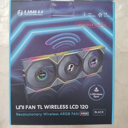 Lian Li UNI Fan TL Wireless LCD 120 ARGB Fans - Black, Reverse, 3 Pack
