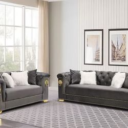 New Gray & Gold Sofa And Love Seat! 