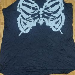 Black Butterfly Bones Halter Zipper Back