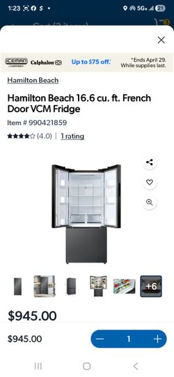 Hamilton Beach 16.6 Cu Ft French Door VCM Fridge