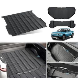 Bed Mat and Front Cargo Liners Mats for 2022-2024 Rivian R1T, All Weather Protection Cargo Liner fits for 2024 Rivian R1T Accessories