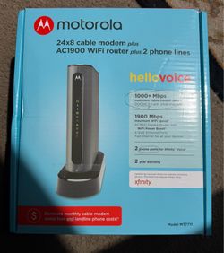MOTOROLA 24x8 cable modem plus AC1900 WiFi router plus 2 phone lines