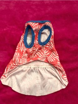 Doggie Sun dress, peach, white and blue