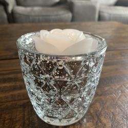 9 Antique Silver Diamond Votive Candle Holders