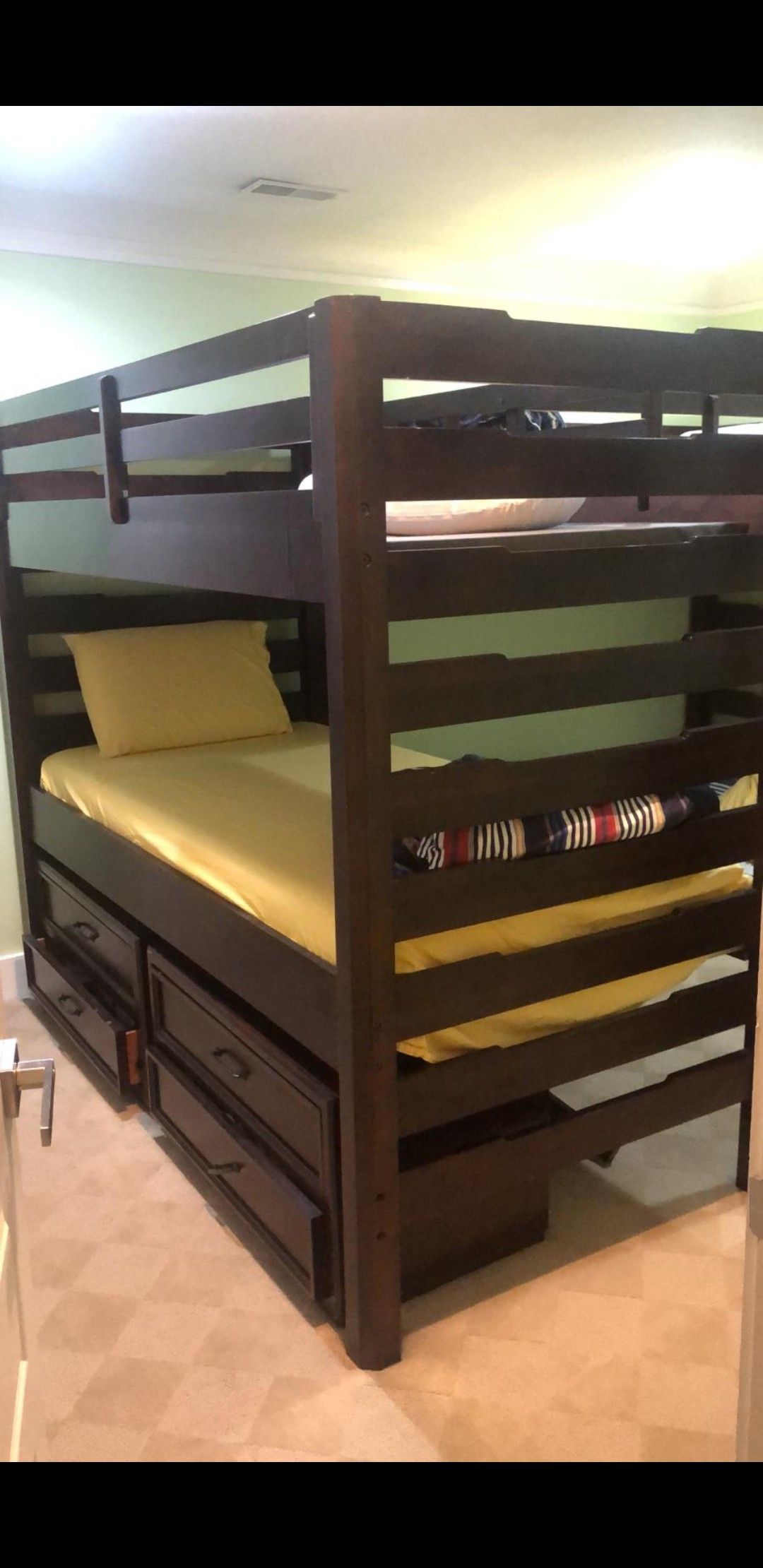 Bunk bed with 3 twin beds and dresser without mattresses