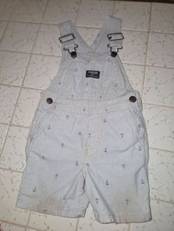 Blue stripe anchor overall shorts