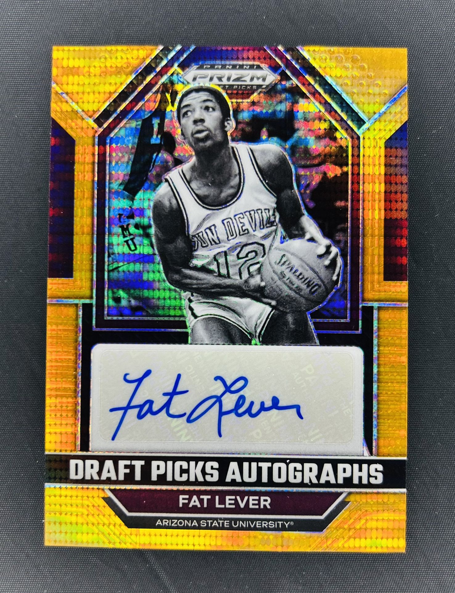 2023 Panini Prizm Draft Picks Fat Lever Neon Orange Pulsar Auto /49 Arizona