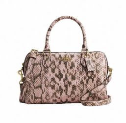 Coach Pink Snake Skin Embossed Rowan