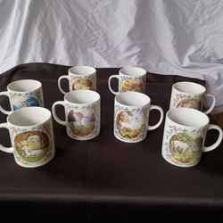 Vintage "The Enchanted World Of The Unicorn" Fine Porcelain Cups