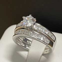 Women Engagement Wedding Ring Sets .925 Sterling Silver With Round Cut AAA CZ Size 4.5.6