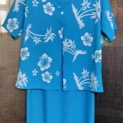 New Women Rendez Vous Blue 2 pcs Dress Jacket Size XL 