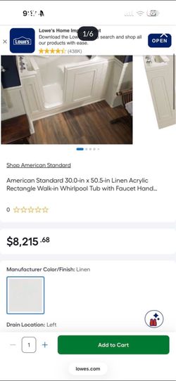 American Standard 30.0-in x 50.5-in Linen Acrylic Rectangle Walk-in Whirlpool Tub with Faucet Hand