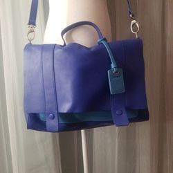 Rovi Moss Blue Leather Messenger Bag