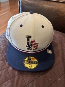 Los Angeles Dodgers New Era USA 250 Fourth of July 59FIFTY Fitted Hat - Cream/Navy