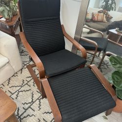🪑 Modern Black Lounge Chair + Matching Footrest – Two-Piece Set 🖤