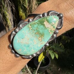 Sterling Turquoise Heavy Huge Bracelet