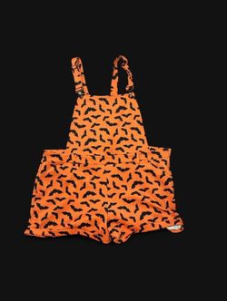 Orange & black bat print overalls #halloween #costume