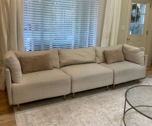 3 Seater Cream Couch Sofa Modular