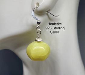 Healerite (Noble Serpentine) Genuine Stone .925 Sterling Silver Earrings