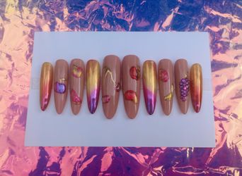 Summer Sunset Fruit Press On Nails