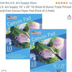 Art Supply 16" x 20" 10-Sheet 8-Ounce Triple Primed Acid-Free Canvas Paper Pad
