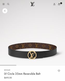 Mens Louis Vuitton Circle buckle gold reversible belt