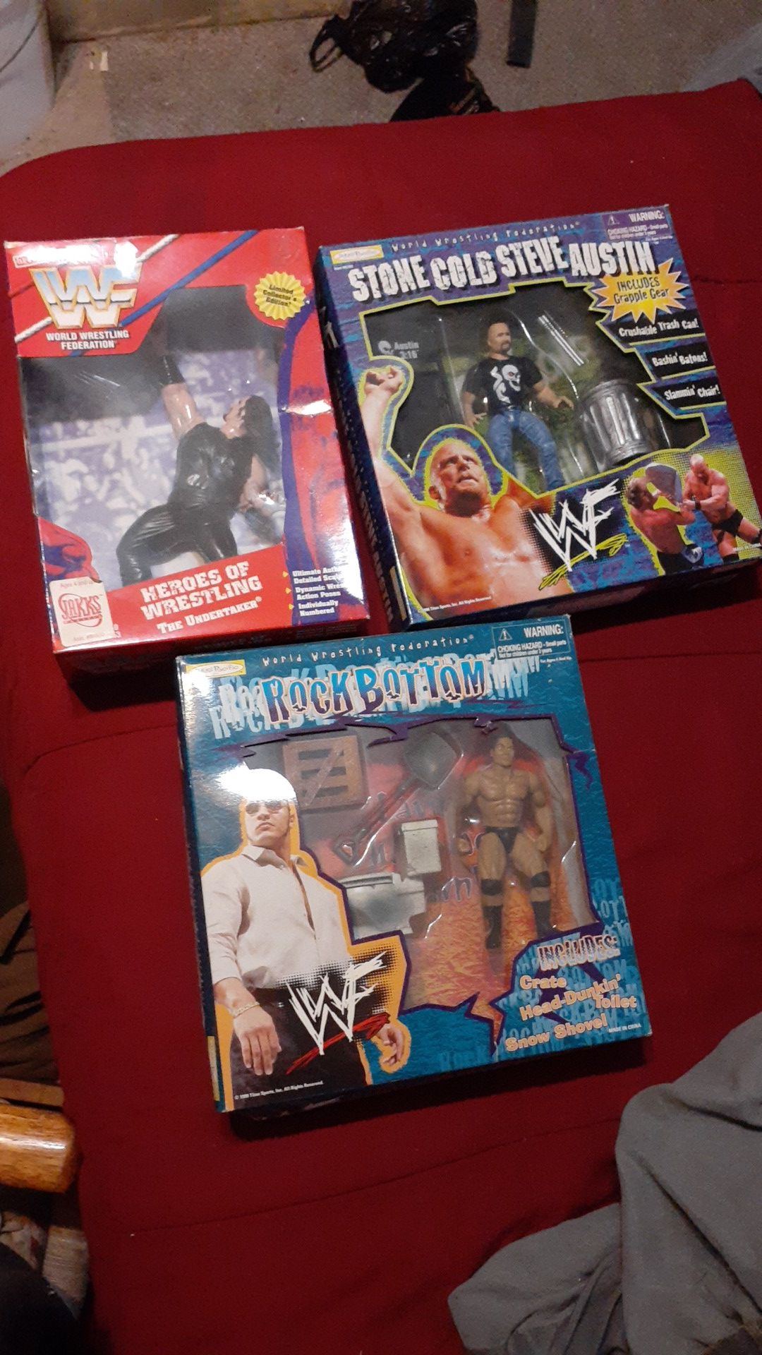 Wwf stonecold undertaker and the rock collectible action figures